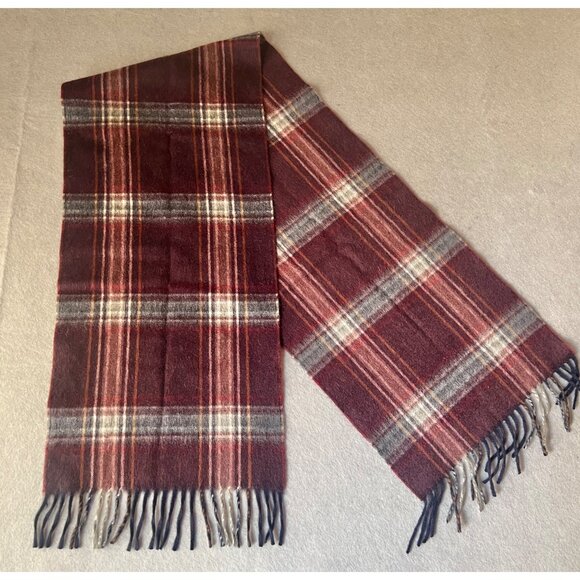 George Straith Ltd. 100% Cashmere Plaid Scarf 61.5"X12" Scotland Fringed READ - Picture 2 of 7